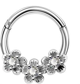 img 4 attached to 💐 COCHARM 16-Gauge Flower Daith Earring: Hypoallergenic Piercing Jewelry for Women, Ideal as Daith, Septum Rings