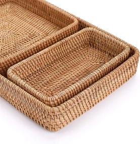 img 2 attached to Exquisite Handmade Rattan Serving Tray - Hipiwe's Finest Tray for Elegance and Functionality