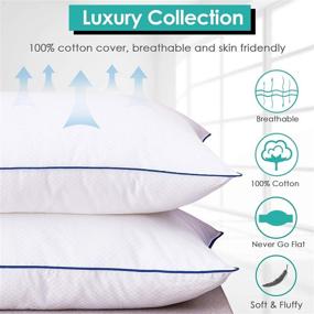 img 1 attached to 💤 Hotel Collection Gel Pillows for Side and Back Sleepers - Set of 2 Cooling Pillows with Breathable Cover