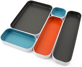 img 4 attached to 🗄️ Pack of 5 Seattle Drawer Organizers by Three By Three - 1", in Gray, Sky Blue, and Orange (52291)