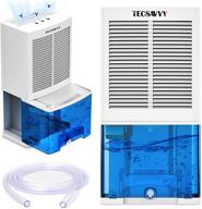🌬️ tecsavvy advanced 2000ml dehumidifier with exhaust hose - portable and ultra quiet for basement, home, bedroom, bathroom, rv, garage, closet. covers 350 sq.ft, 3100 cuft with auto-shutoff. logo