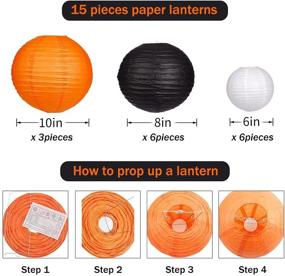 img 2 attached to 🎃 Vibrant Paper Lanterns for Creative Halloween, Thanksgiving, and Birthday Party Décor - 15pcs Set in Black, Orange, and White