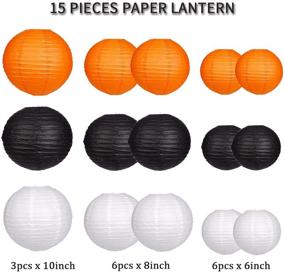 img 3 attached to 🎃 Vibrant Paper Lanterns for Creative Halloween, Thanksgiving, and Birthday Party Décor - 15pcs Set in Black, Orange, and White