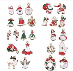 img 2 attached to 🎄 Enhance Your Christmas Jewelry Collection with UKER 50pcs Assorted Gold Plated Enamel Charm Pendants for DIY Making