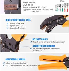 img 1 attached to 🔧 Glarks 486Pcs Wire Crimper Plier with Connector Set - SN-28B Ratchet Crimping Tool and Dupont Pins Kit: 2.54mm 1-7 Pin Housing Connectors, Male/Female Pin Headers - AWG28-18