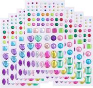 💎 sparkling assortment: 7 sheets of self-adhesive crystal gem rhinestone jewels stickers in multicolor, assorted sizes logo