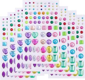 img 4 attached to 💎 Sparkling Assortment: 7 Sheets of Self-Adhesive Crystal Gem Rhinestone Jewels Stickers in Multicolor, Assorted Sizes