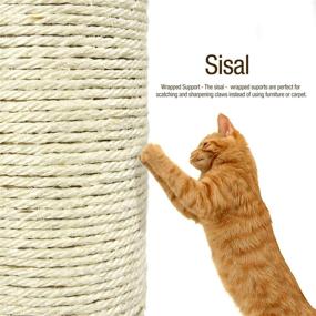 img 1 attached to 🐱 Premium PartySaving Pet Palace Cat Claw Scratching Post with Toy Mouse - 19-inch / 32-inch Tall Sisal Scratcher for Kittens and Cats