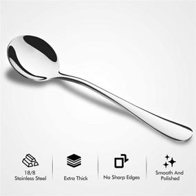 img 3 attached to Hiware 12-Piece Stainless Steel Round Soup Spoons, Bouillon Spoons