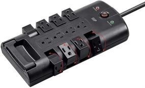 img 2 attached to Monoprice 115874 12 Outlet Поворотный защитный блок/розетка Surge Protector - UL Рейтинг, 4,320 Джоулей - черный, 10 футовый кабель - защитный индикатор заземления и защиты