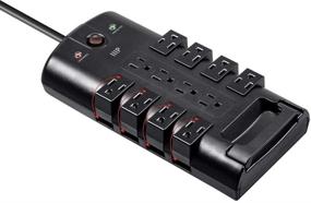 img 3 attached to Monoprice 115874 12 Outlet Поворотный защитный блок/розетка Surge Protector - UL Рейтинг, 4,320 Джоулей - черный, 10 футовый кабель - защитный индикатор заземления и защиты