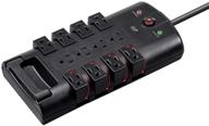 monoprice 115874 12 outlet поворотный защитный блок/розетка surge protector - ul рейтинг, 4,320 джоулей - черный, 10 футовый кабель - защитный индикатор заземления и защиты логотип