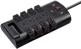 img 4 attached to Monoprice 115874 12 Outlet Поворотный защитный блок/розетка Surge Protector - UL Рейтинг, 4,320 Джоулей - черный, 10 футовый кабель - защитный индикатор заземления и защиты