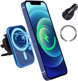 img 4 attached to 🚗 HTMZ Magnetic Wireless Car Charger: 15W Qi Fast Charging, 360° Rotation, Blue Mag-Safe Car Mount for iPhone 12/11/Xr/Xs/8