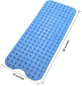 img 1 attached to 🛁 Premium Quality Clear Blue Bath Mat, 39" x 16", Non-Slip and Machine Washable for Bathtub and Shower