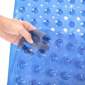 img 3 attached to 🛁 Premium Quality Clear Blue Bath Mat, 39" x 16", Non-Slip and Machine Washable for Bathtub and Shower