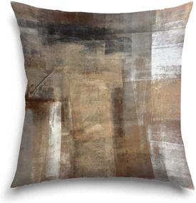 img 2 attached to 🛋️ BrilliStar Brown Grey Throw Pillow Covers 18x18 - Set of 4 Decorative Pillows for Modern Art Painting Home Décor - Couch, Sofa, Bedroom, Living Room