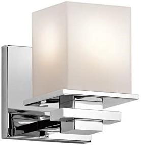 img 2 attached to 🔦 Kichler Tully Wall Sconce 6.5-inch, Single Light Fixture with Chrome Finish and Satin Etched Cased Opal Glass