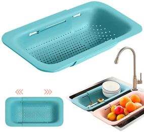 img 4 attached to 🍽️ Versatile Kitchen Extendable Strainer: Over the Sink Colander Basket for Efficient Washing, Draining, and Drying - Perfectly Portable (Green)