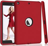 🖤 ultimate protection for ipad 5th/6th generation: hocase dual layer silicone+hard pc bumper case - red/black logo