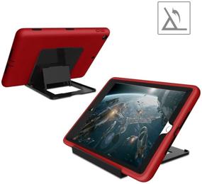 img 3 attached to 🖤 Ultimate Protection for iPad 5th/6th Generation: Hocase Dual Layer Silicone+Hard PC Bumper Case - Red/Black