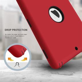 img 1 attached to 🖤 Ultimate Protection for iPad 5th/6th Generation: Hocase Dual Layer Silicone+Hard PC Bumper Case - Red/Black