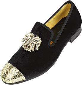 img 3 attached to 👞 Men's Velvet Metallic Textured Loafers – XQWFH Shoes