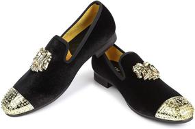 img 4 attached to 👞 Men's Velvet Metallic Textured Loafers – XQWFH Shoes