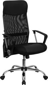 img 3 attached to 💺 Premium Swivel Task Office Chair: Flash Furniture High Back Black Leather and Mesh with Arms - Ergonomic Design for Comfort and Productivity