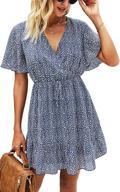 👗 ecowish women's v neck ruffle dress - summer swing floral sundress with short sleeves - casual mini dresses logo