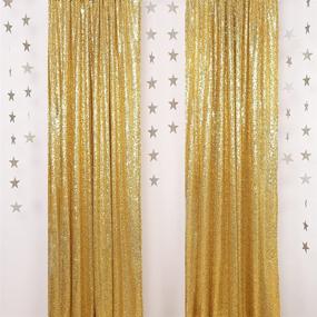 img 1 attached to 🎉 Enhance Your Celebration with MXSEY Gold Sequin Backdrop Curtain: 2PCS 2.5X8FT - Glitter and Glam for Weddings, Parties, Birthdays, Baby Showers, and Graduations!