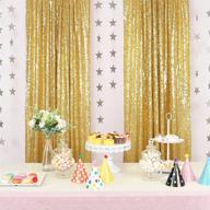 🎉 enhance your celebration with mxsey gold sequin backdrop curtain: 2pcs 2.5x8ft - glitter and glam for weddings, parties, birthdays, baby showers, and graduations! logo