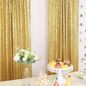 img 3 attached to 🎉 Enhance Your Celebration with MXSEY Gold Sequin Backdrop Curtain: 2PCS 2.5X8FT - Glitter and Glam for Weddings, Parties, Birthdays, Baby Showers, and Graduations!