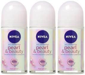 img 1 attached to 💦 Pack of 3 Nivea PEARL & BEAUTY Women's Roll-On Antiperspirant & Deodorant: 48-Hour Underarm Wetness Protection - 1.7oz/50ml Each Bottle