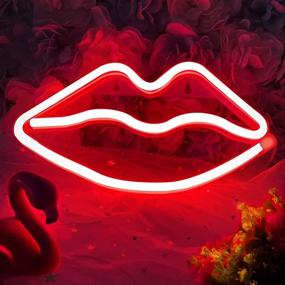 img 4 attached to 💋 Vibrant XIYUNTE Neon Lip Light for Wall Decor - Battery or USB Powered Red Neon Sign for Bedroom, Living Room, Bar, Party, Christmas, Wedding