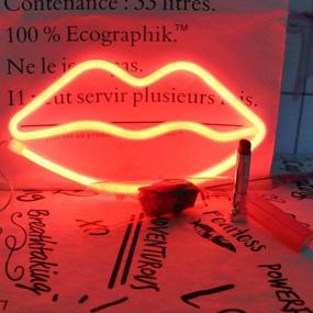 img 2 attached to 💋 Vibrant XIYUNTE Neon Lip Light for Wall Decor - Battery or USB Powered Red Neon Sign for Bedroom, Living Room, Bar, Party, Christmas, Wedding