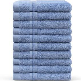 img 4 attached to 🛀 Haitzu Serenity Blue Washcloths Set - 10 Premium Quality 12x12 inch 100% Cotton Towels, Soft & Absorbent Face Cloths