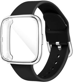 img 4 attached to Seltureone Silicone Band with Case for Fitbit Versa 2 - Sporty Strap Replacement Wristband for Women and Men