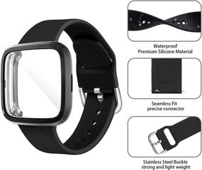 img 3 attached to Seltureone Silicone Band with Case for Fitbit Versa 2 - Sporty Strap Replacement Wristband for Women and Men