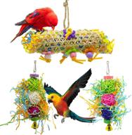 ebaokuup 3-pack bird chewing toys foraging shredder toy parrot cage shredder toy bird loofah toys foraging hanging toy for cockatiels, conures, and african grey parrots logo