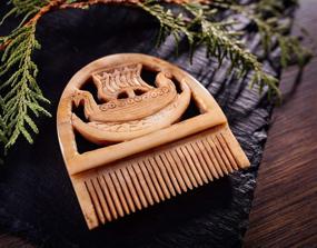 img 3 attached to 🪨 Authentic Norse Tradesman Viking Bone Comb - for Beard and Hair - Pocket-Sized with Exquisite Hand-Carved Norse Longship Design