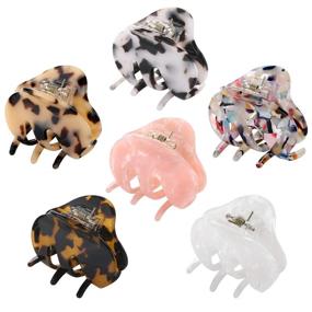 img 4 attached to 🦋 Funtopia Hair Claw Clips: 6 Pack of 2.2 Inch Tortoise Barrettes - Acrylic Jaw Hair Clips with Leopard Print - Ideal for Thin Hair (Medium Size, Assorted Colors)
