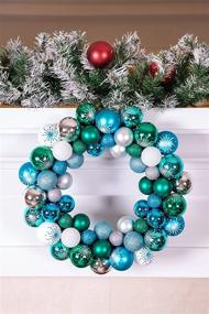 img 1 attached to 🎄 Blue and Silver Bulb Decorative Artificial Christmas Wreath - 13 Inch | Perfect for Front Door and Indoor/Outdoor Holiday Hanging | Clever Creations