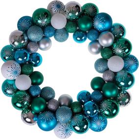 img 4 attached to 🎄 Blue and Silver Bulb Decorative Artificial Christmas Wreath - 13 Inch | Perfect for Front Door and Indoor/Outdoor Holiday Hanging | Clever Creations