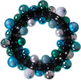 img 2 attached to 🎄 Blue and Silver Bulb Decorative Artificial Christmas Wreath - 13 Inch | Perfect for Front Door and Indoor/Outdoor Holiday Hanging | Clever Creations