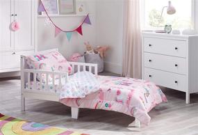 img 4 attached to Transform Your Child's Bed with the Bloomsbury Mill 4 Piece Toddler Comforter 🦄 Set - Magic Unicorn, Fairy Princess & Enchanted Castle - Pink - Kids Bedding Set