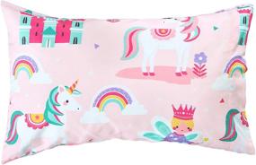 img 1 attached to Transform Your Child's Bed with the Bloomsbury Mill 4 Piece Toddler Comforter 🦄 Set - Magic Unicorn, Fairy Princess & Enchanted Castle - Pink - Kids Bedding Set