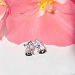 img 1 attached to 🐺 High-Quality Cool Wolf Earrings for Women and Girls in Platinum-Plated 925 Sterling Silver with Cubic Zirconia