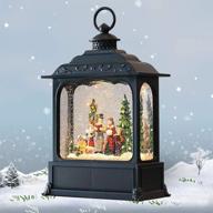 genswin carolers musical snow globe lantern - lighted water & swirling glitter - 6 hour timer, battery & usb powered - christmas home decor gift (11”) логотип