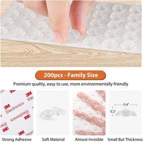 img 2 attached to 🛠️ Circular Rubber Cabinet Bumpers - 200 PCS Self Adhesive Bumpers for Sound Dampening, Clear Cabinet Door Stoppers, Drawer, Picture Frames, Cutting Boards
